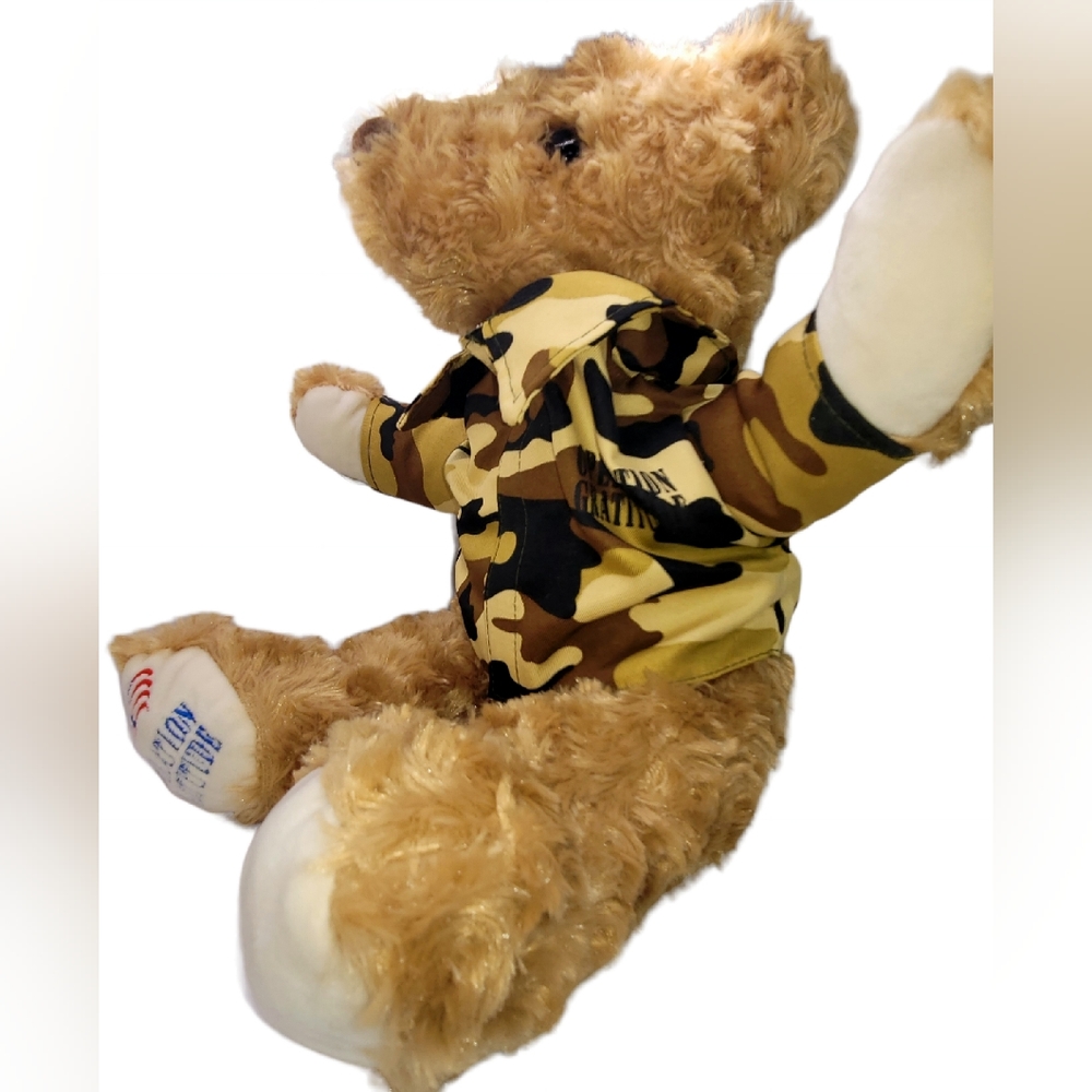 Soldier Bear Plush Army Camo Shirt Operation Gratitude Brown Bear Stuffed Animal